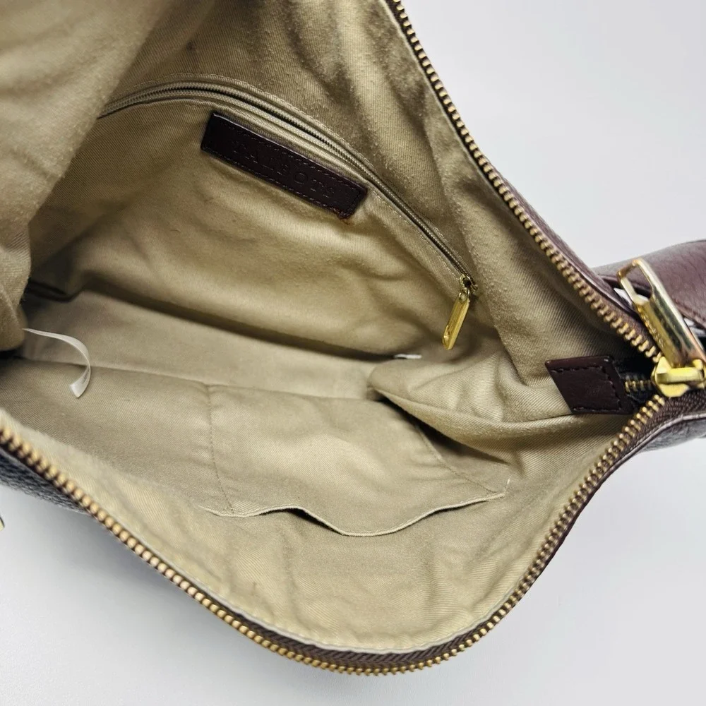 Talbots Leather Shoulder Bag Womens One Size Brown‎ Hobo Purse Zip Classic